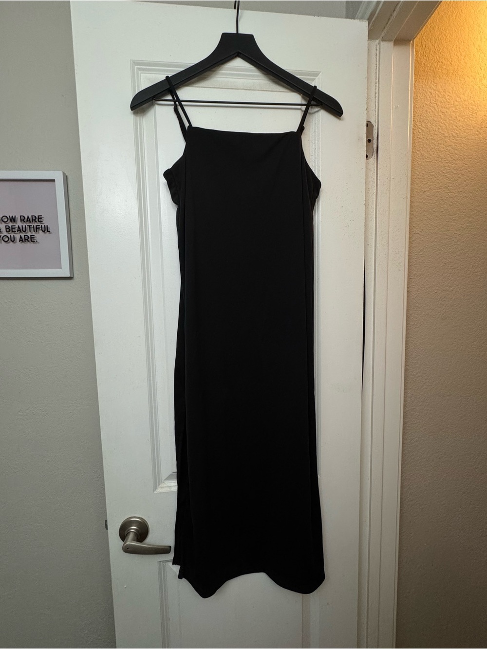 H&M Black Maxi Slip Dress with Double Spaghetti Straps